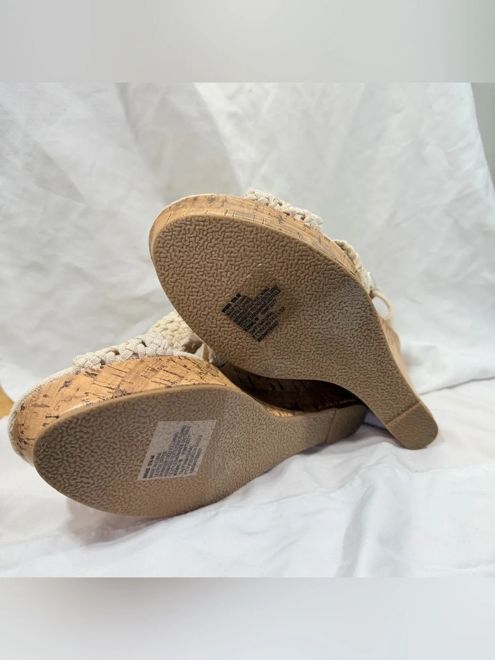 Kohl's Woven Cream Platform Wedge Sandals